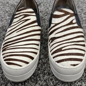 Skechers Brown and White Animal Print Slip-Ons